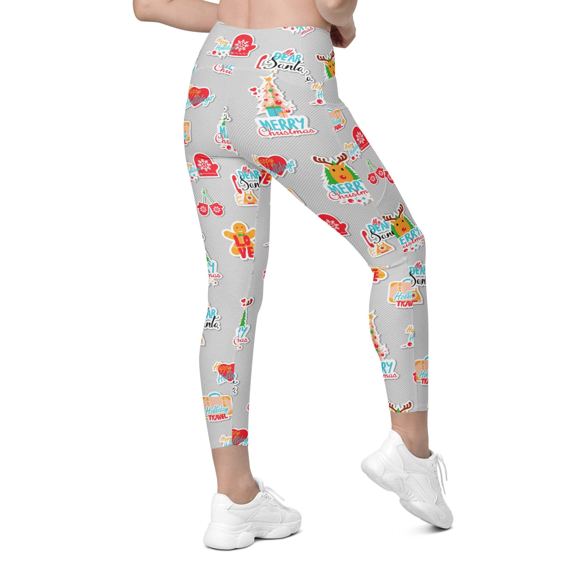 Festive Stickers Leggings With Pockets