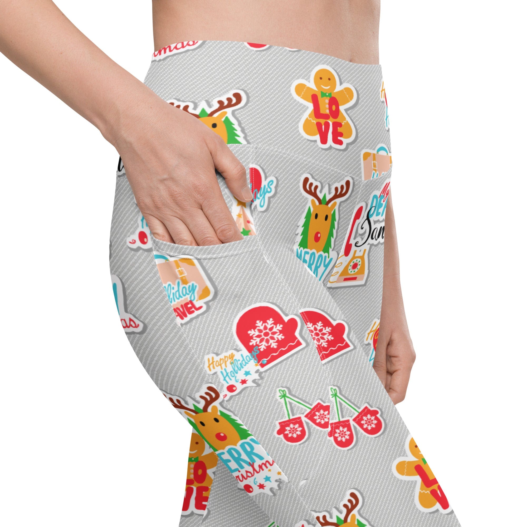 Festive Stickers Leggings With Pockets