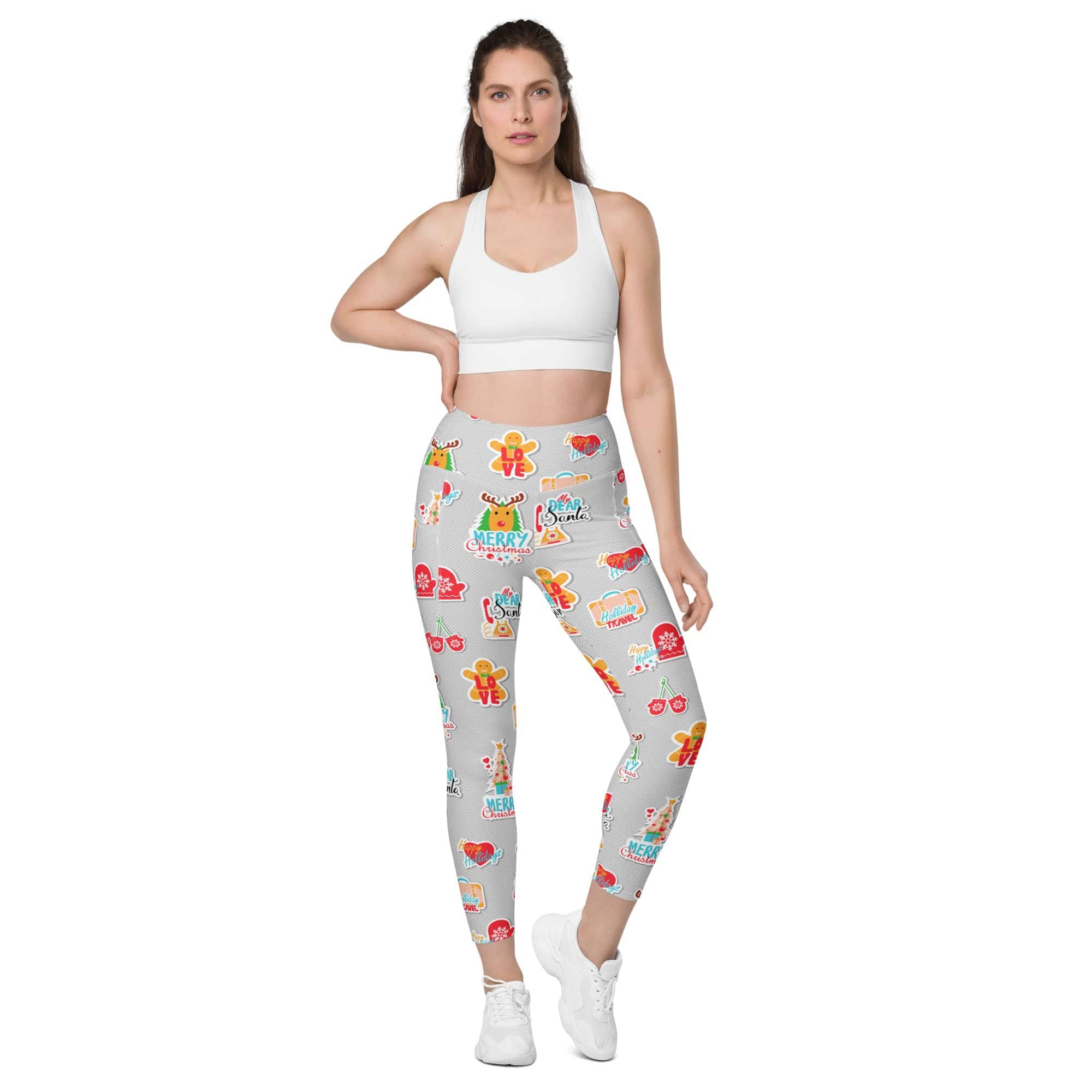 Festive Stickers Leggings With Pockets