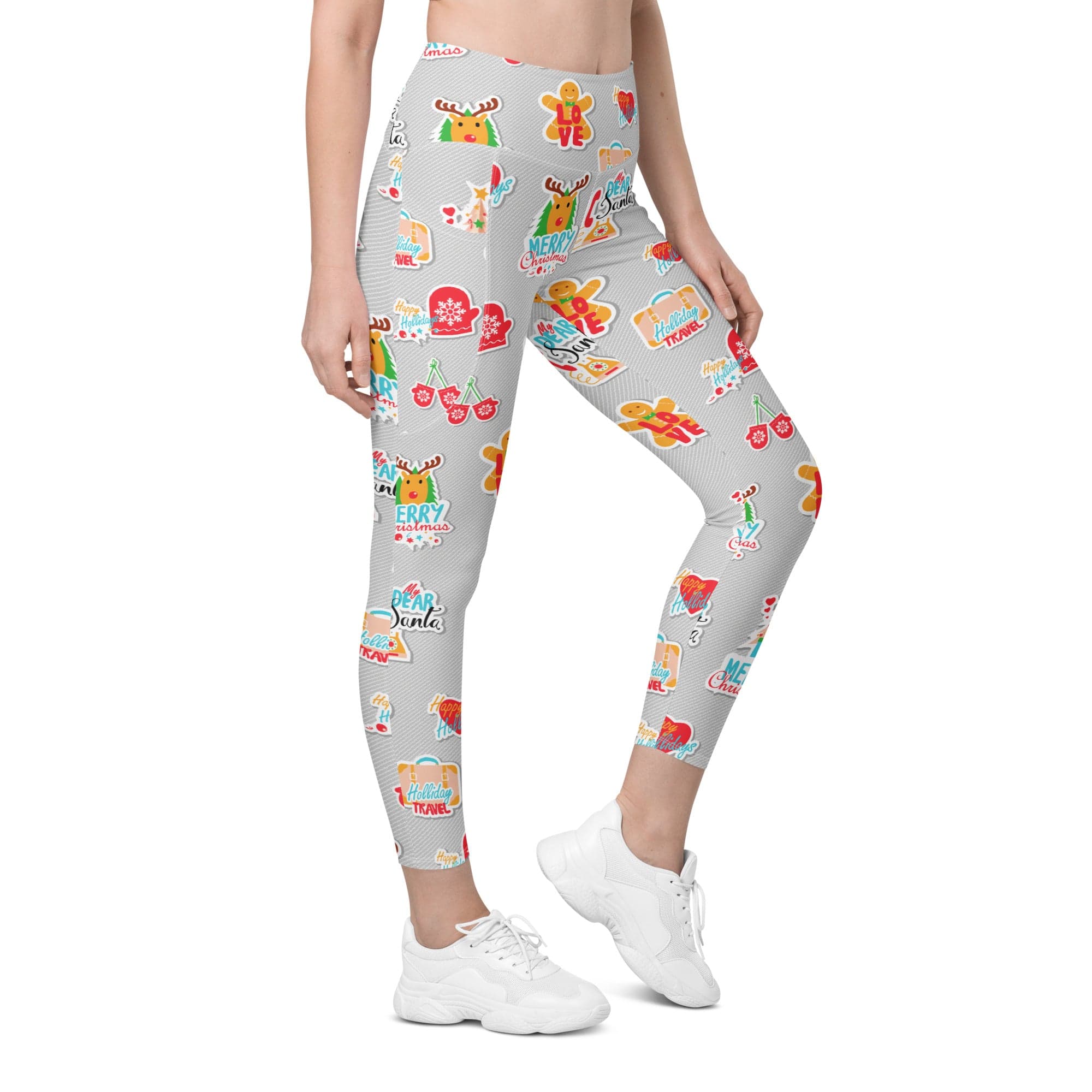 Festive Stickers Leggings With Pockets