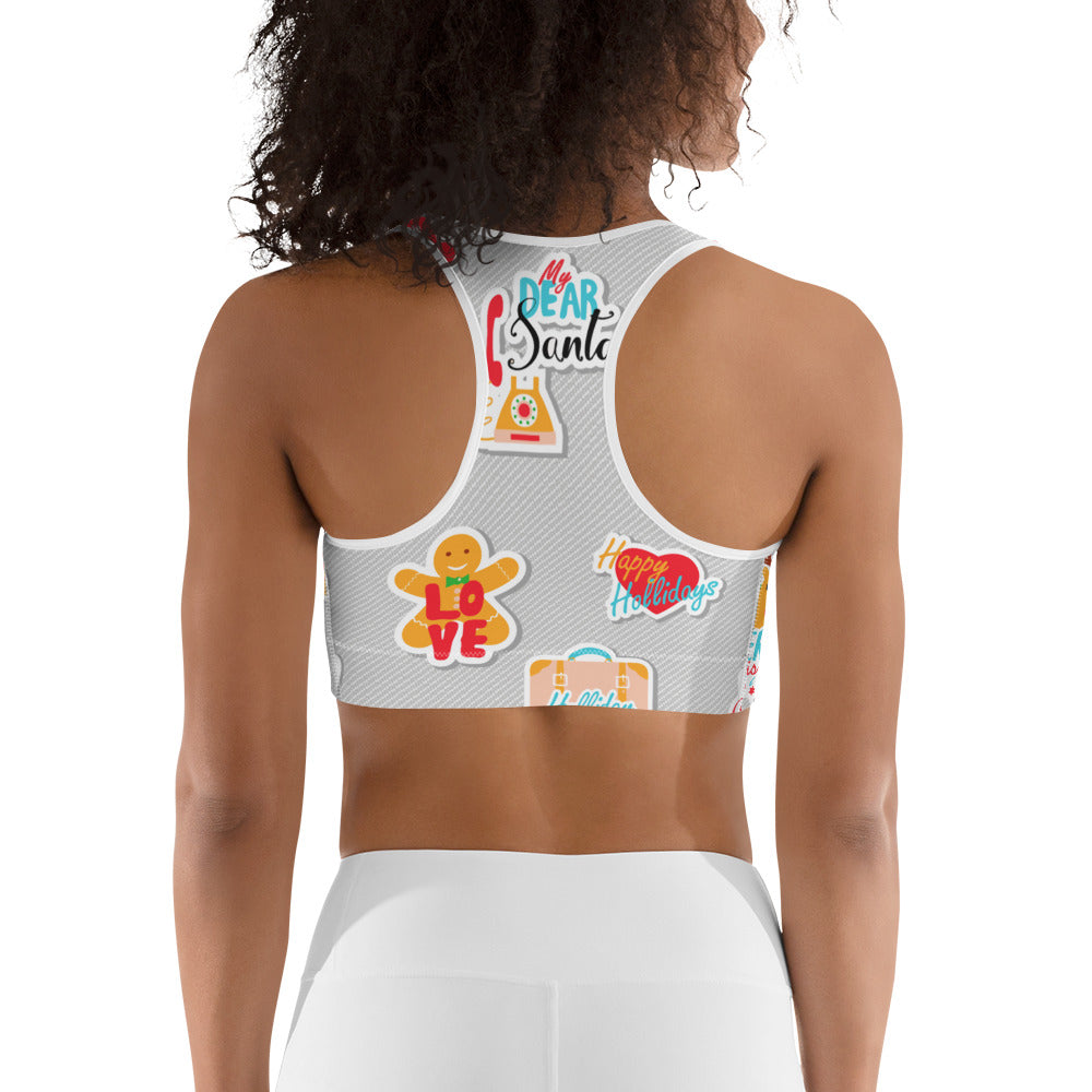 Festive Stickers Sports Bra