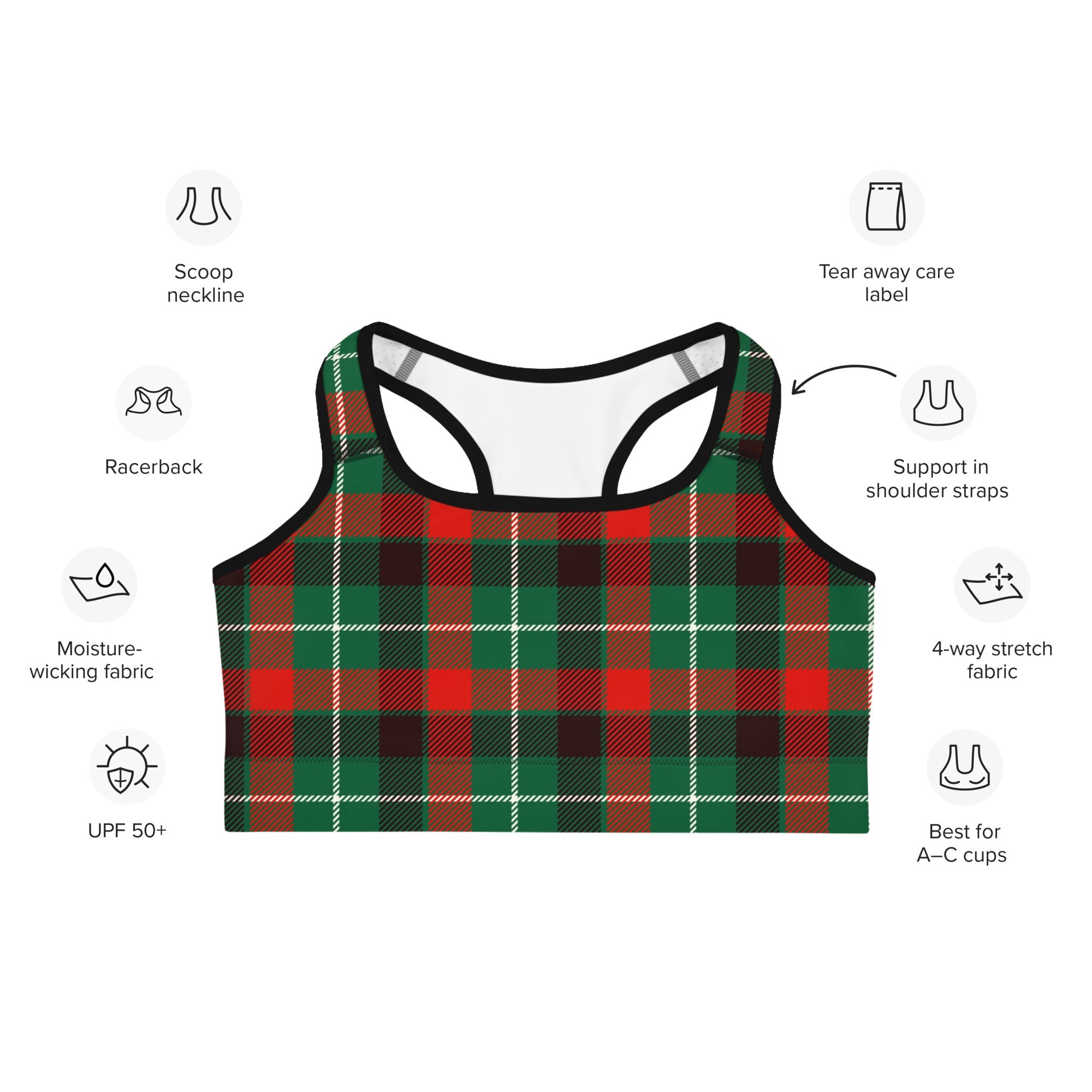 Festive Tartan Sports Bra