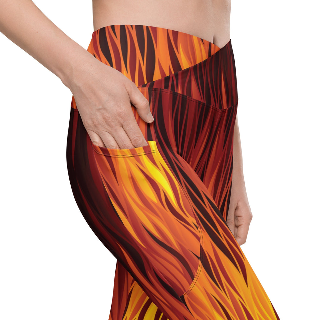 Fire Crossover Leggings With Pockets