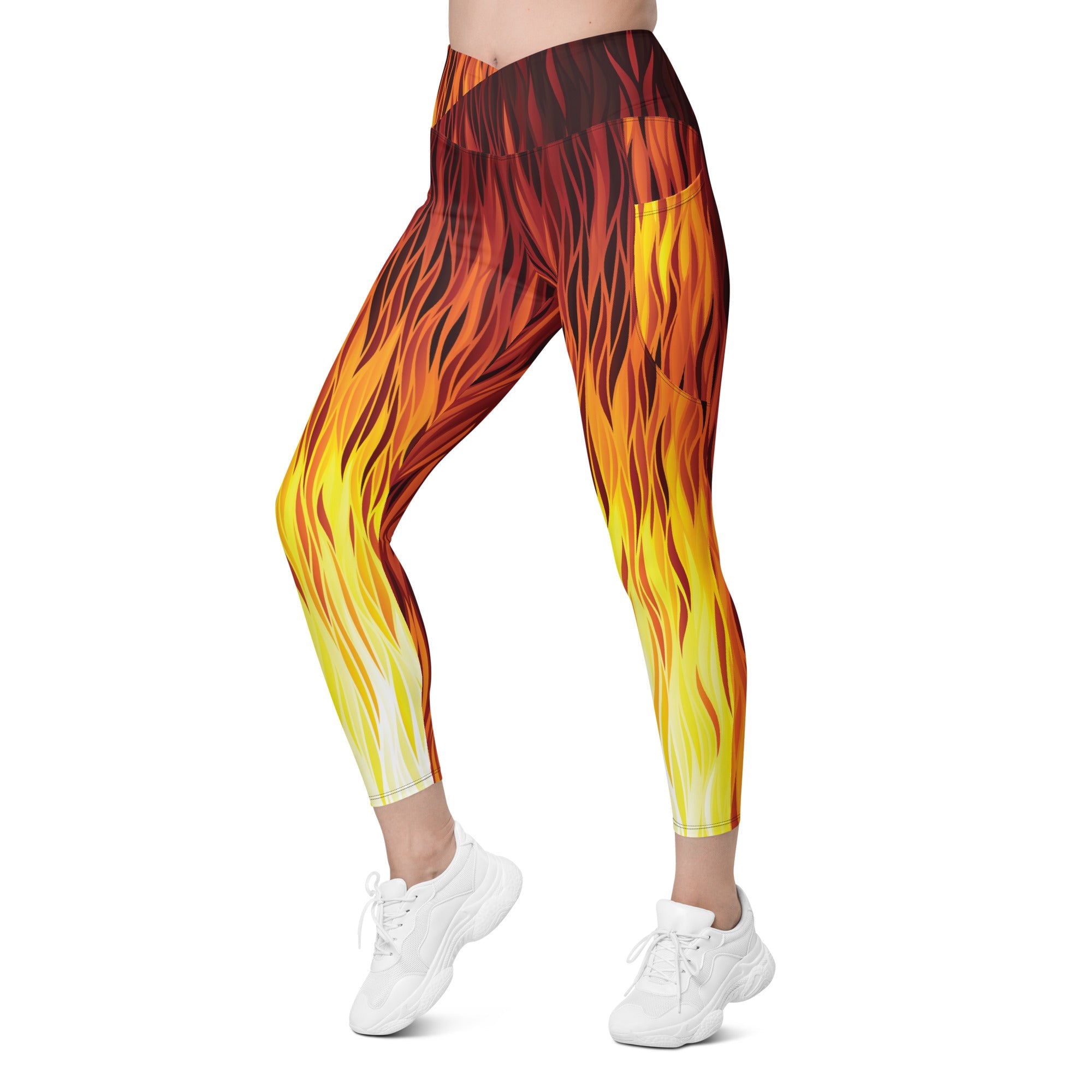 Fire Crossover Leggings With Pockets