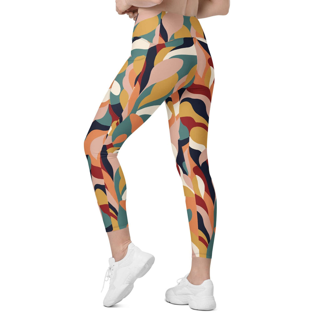 Floral Abstract Leggings With Pockets