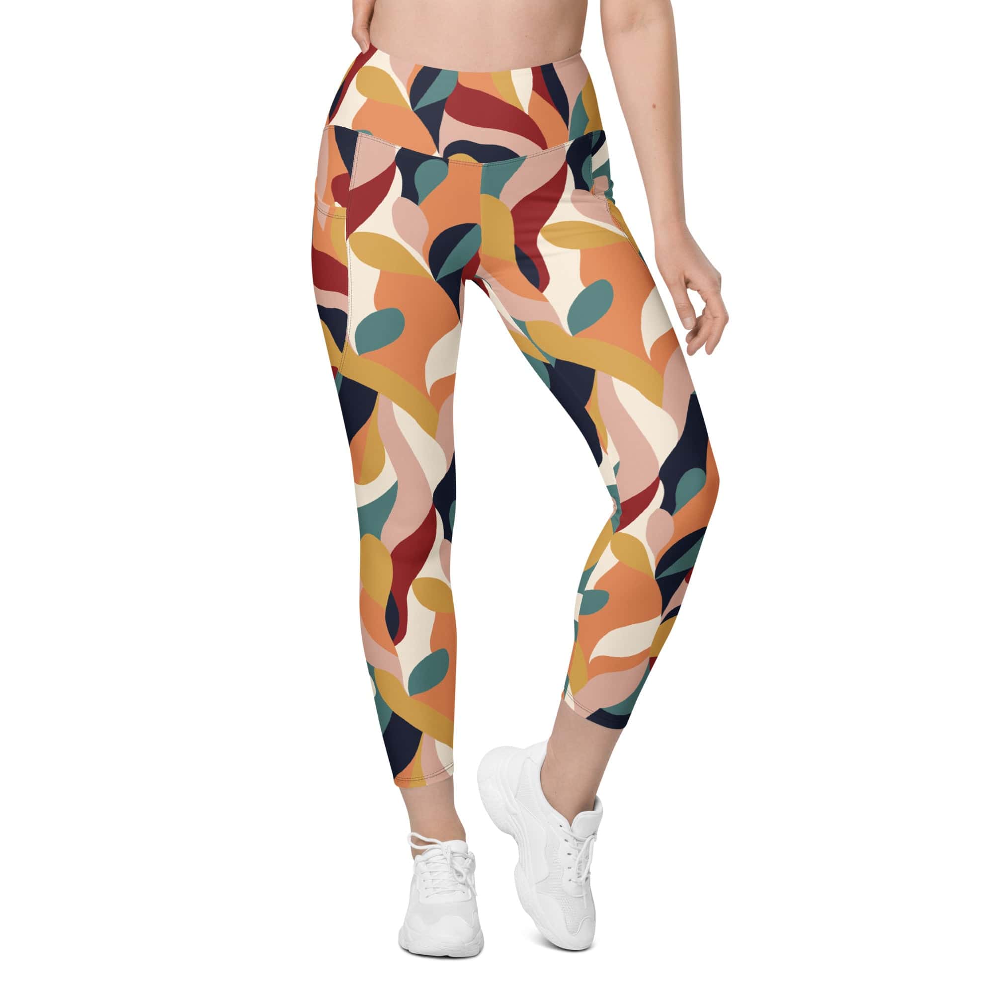 Floral Abstract Leggings With Pockets