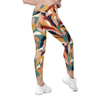 Floral Abstract Leggings With Pockets