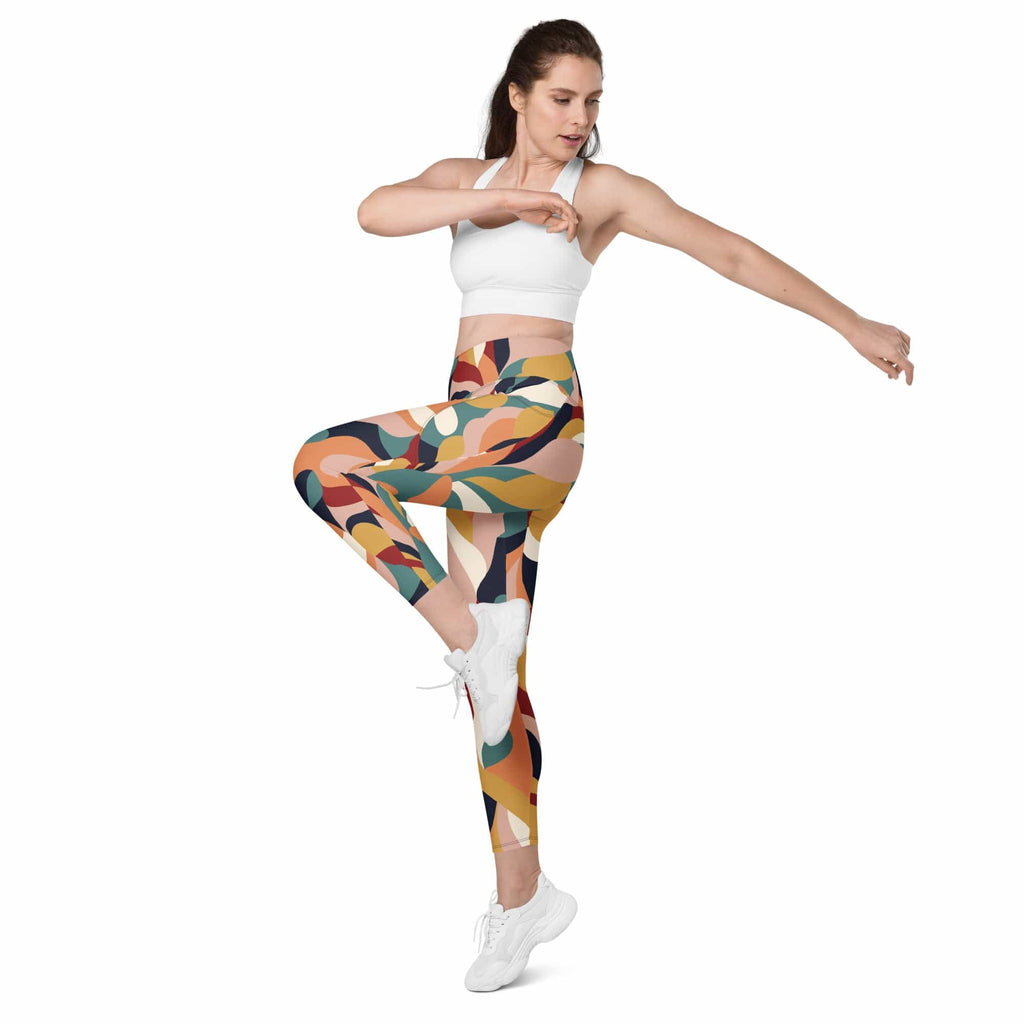 Floral Abstract Leggings With Pockets