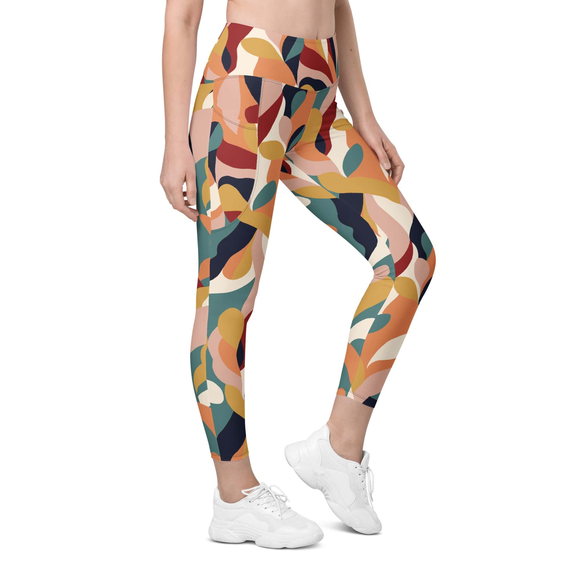 Floral Abstract Leggings With Pockets