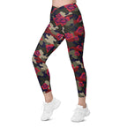 Floral Camo Crossover Leggings With Pockets