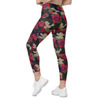 Floral Camo Crossover Leggings With Pockets