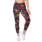 Floral Camo Crossover Leggings With Pockets