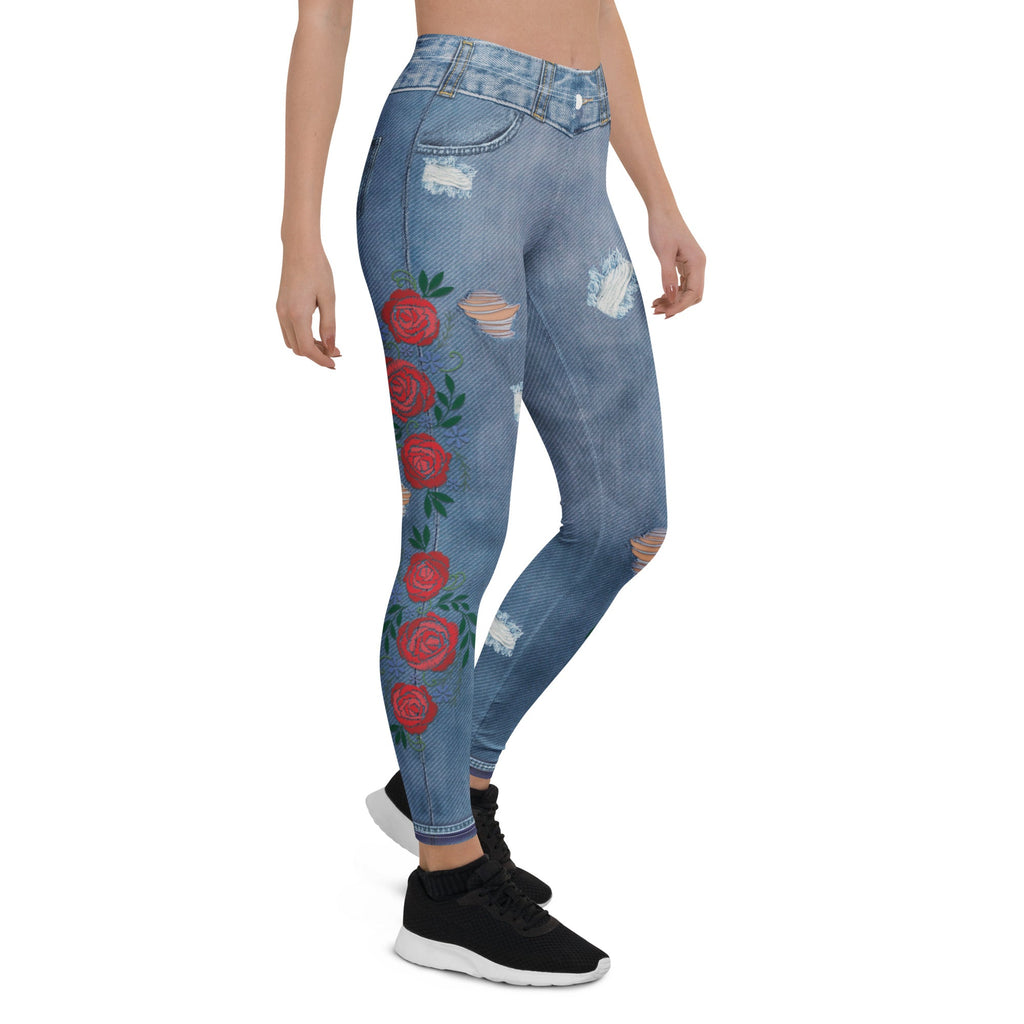 Floral Denim Print Leggings