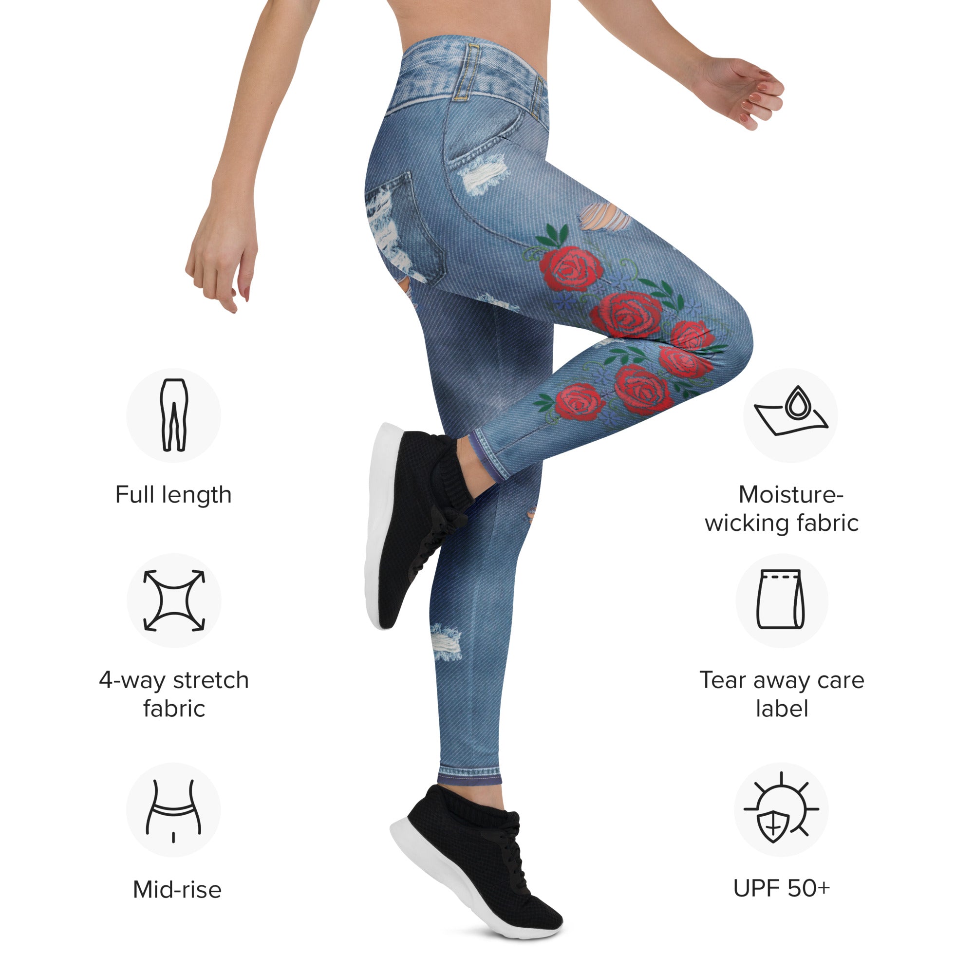 Floral Denim Print Leggings