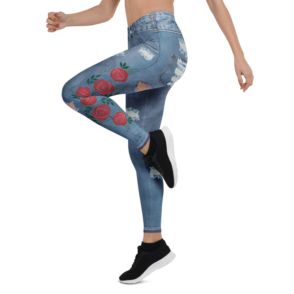 Floral Denim Print Leggings