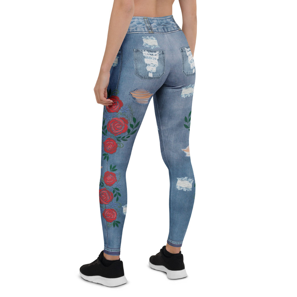 Floral Denim Print Leggings