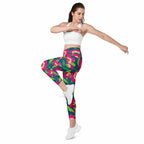 Floral Magenta Crossover Leggings With Pockets
