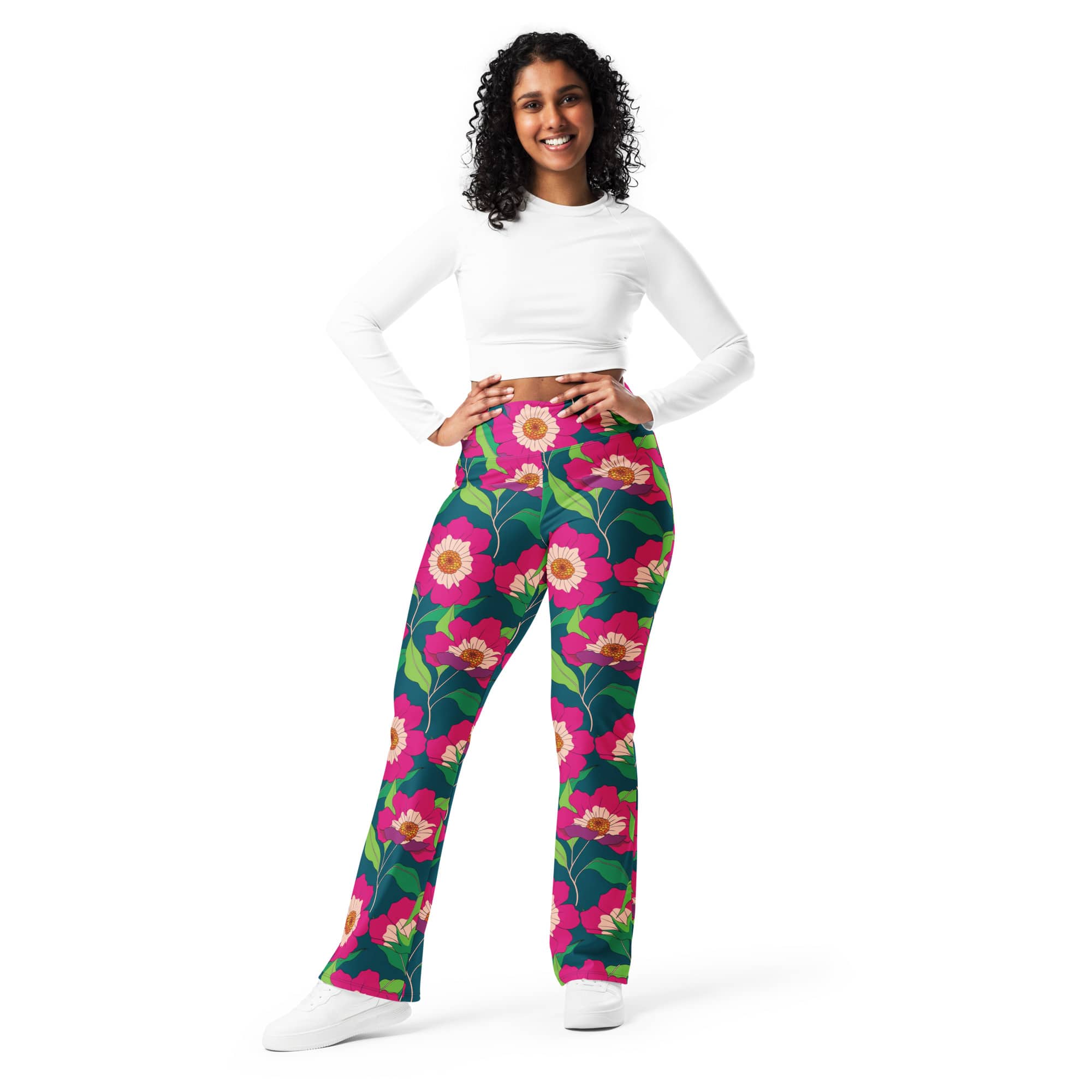 Floral Magenta Flare Leggings