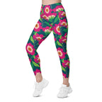 Floral Magenta Leggings With Pockets