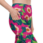 Floral Magenta Leggings With Pockets