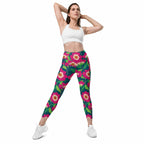 Floral Magenta Leggings With Pockets