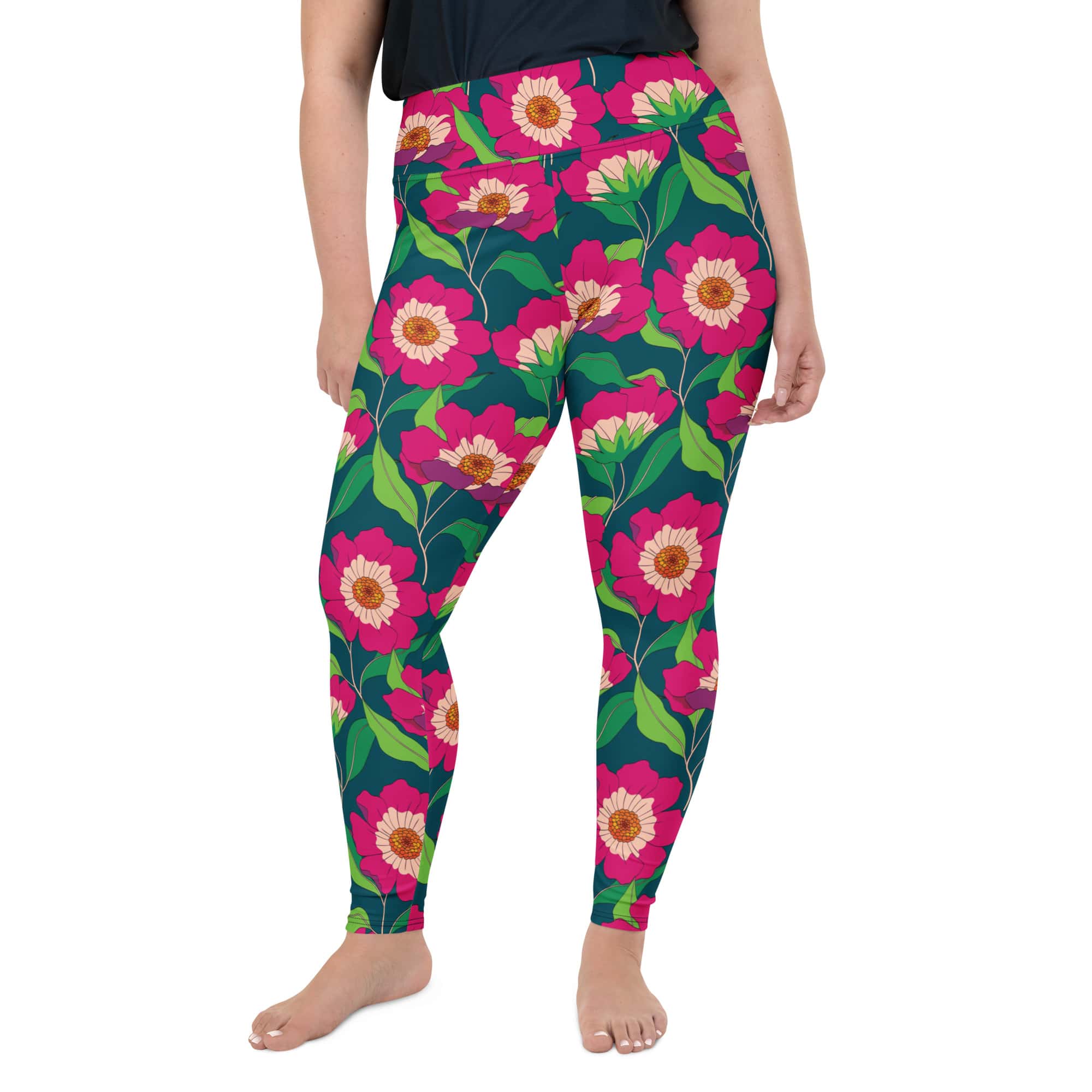Floral Magenta Plus Size Leggings