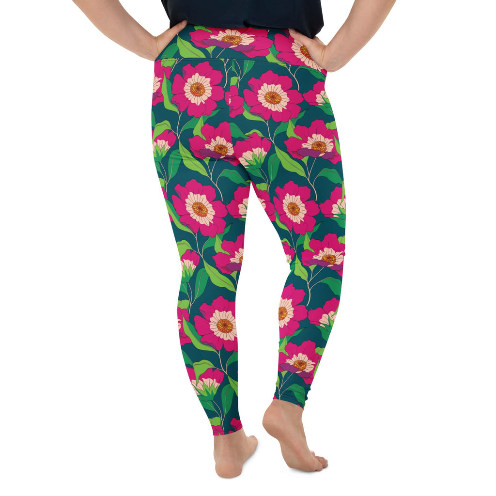 Floral Magenta Plus Size Leggings