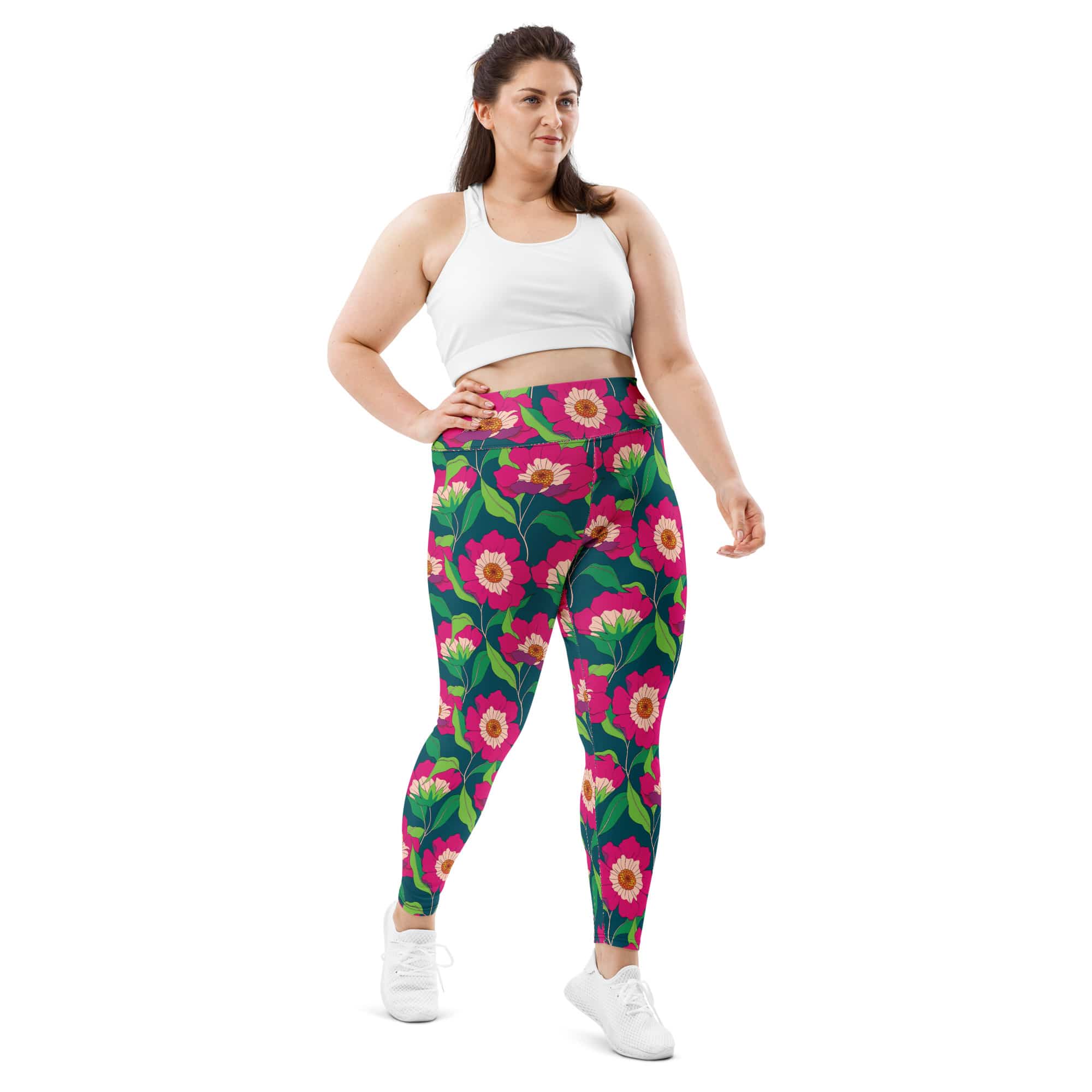 Floral Magenta Plus Size Leggings
