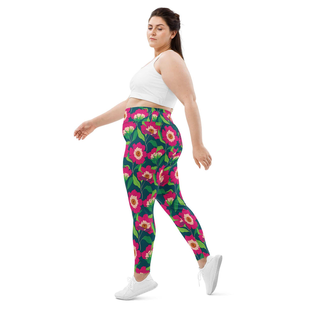 Floral Magenta Plus Size Leggings