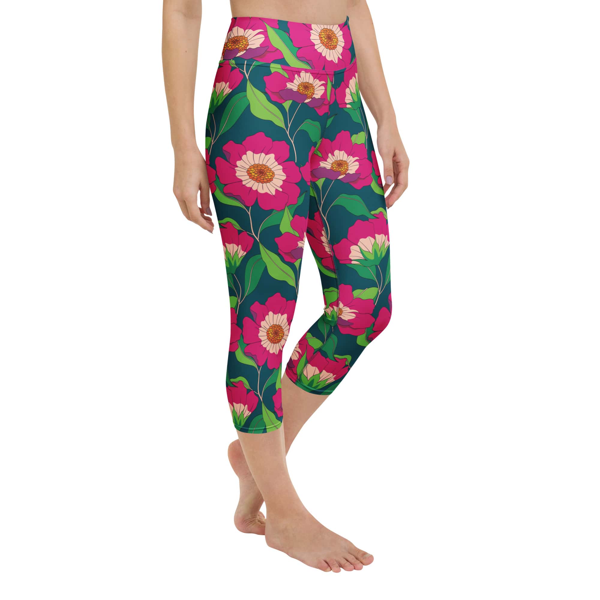Floral Magenta Yoga Capris