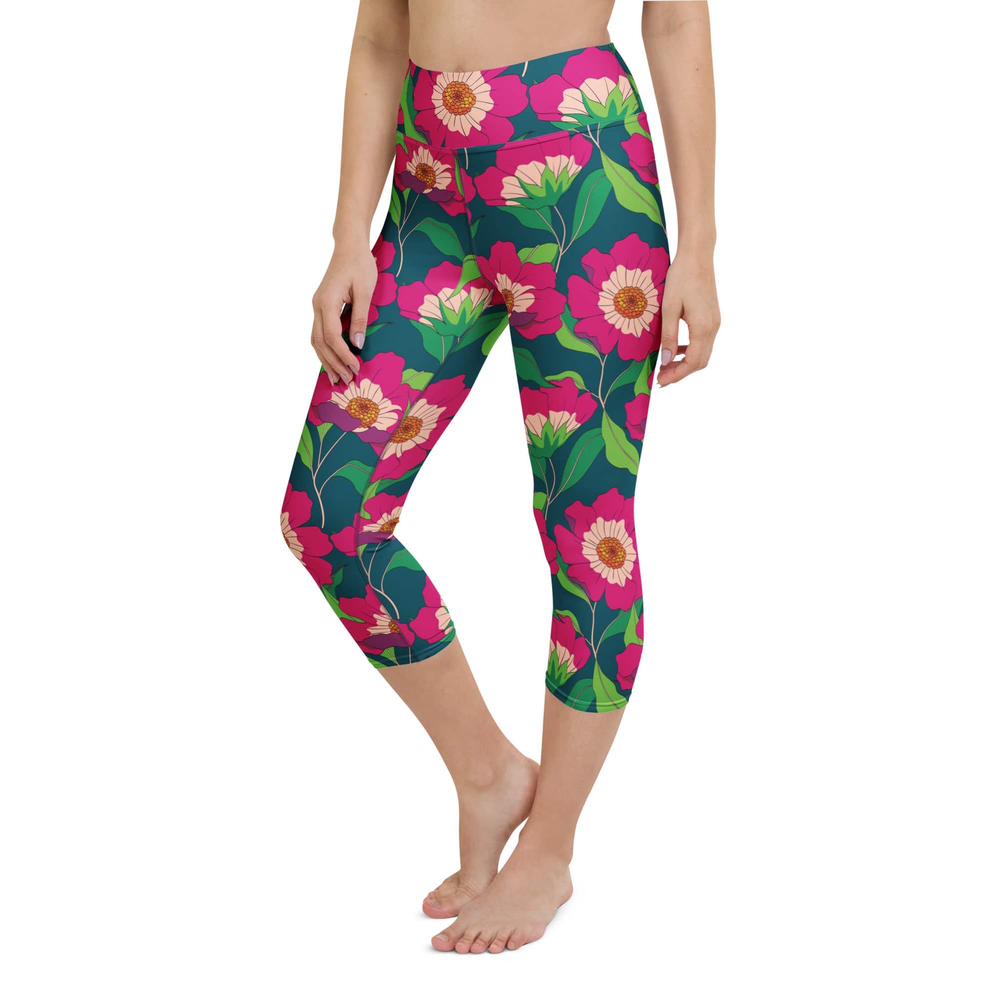 Floral Magenta Yoga Capris