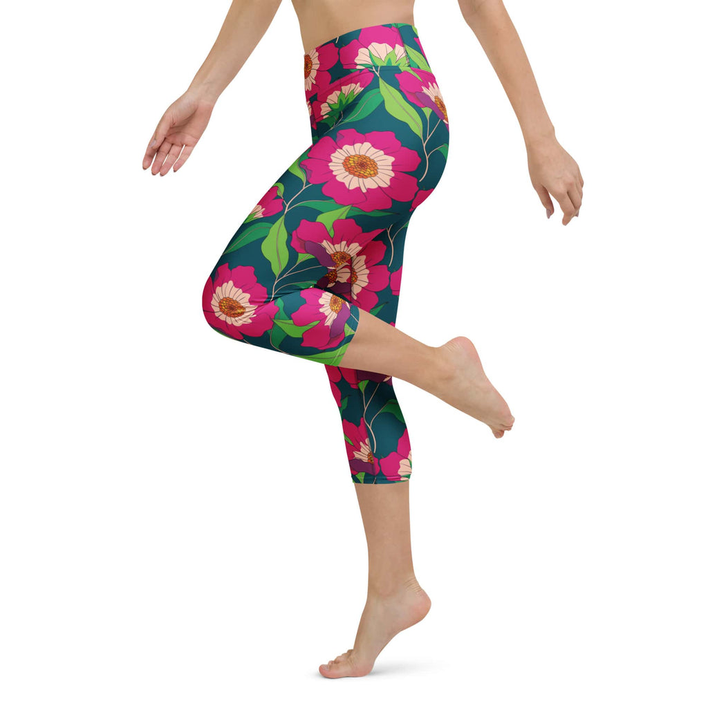 Floral Magenta Yoga Capris