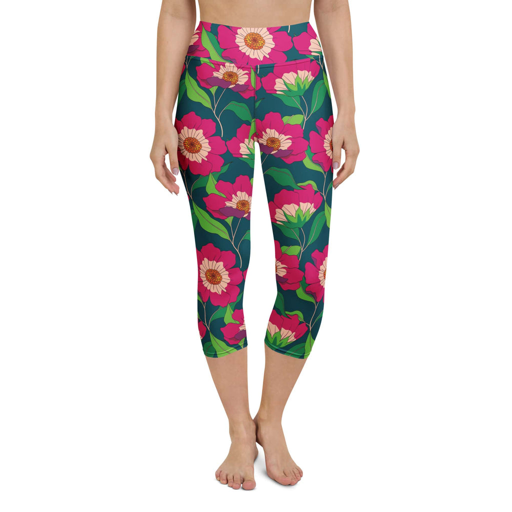 Floral Magenta Yoga Capris