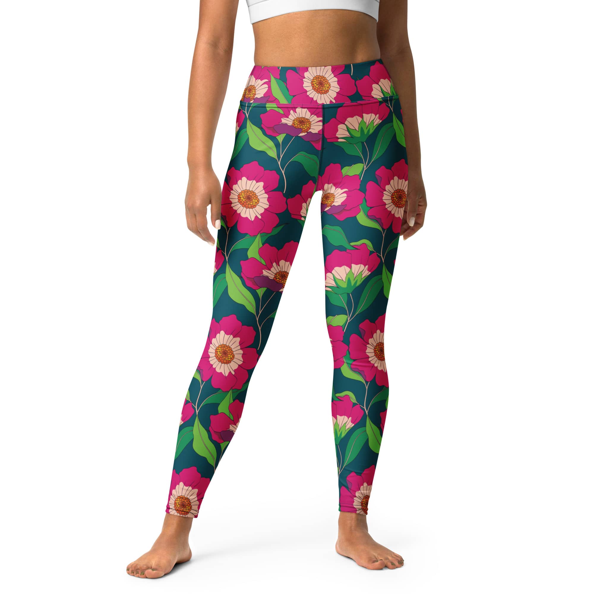 Floral Magenta Yoga Leggings