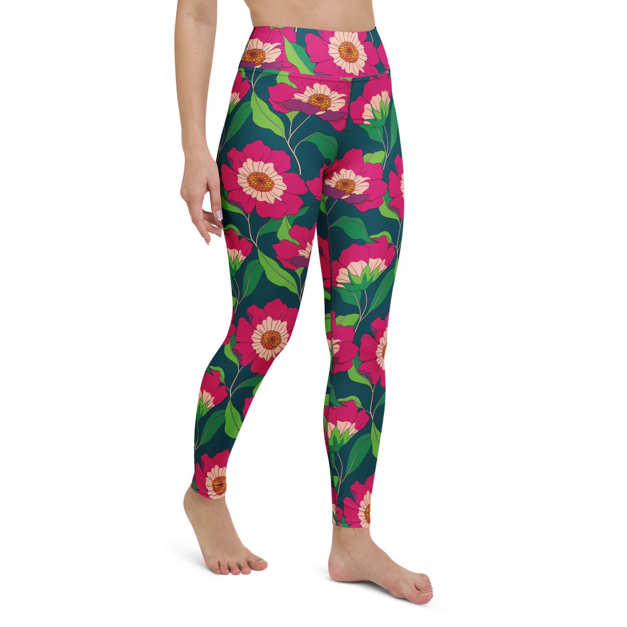 Floral Magenta Yoga Leggings