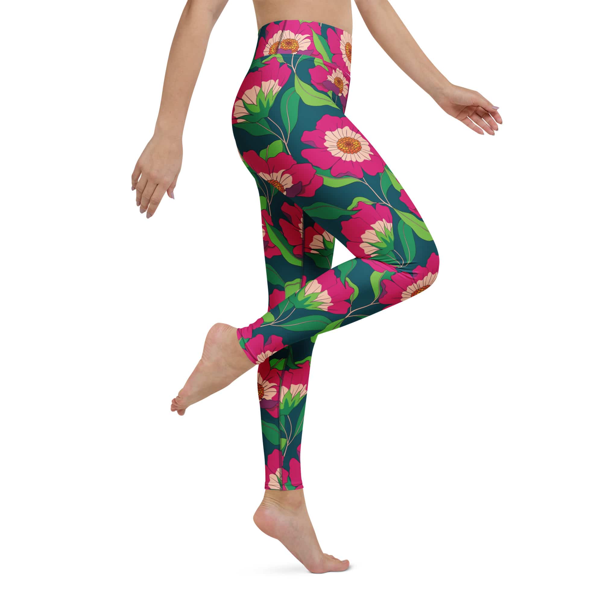 Floral Magenta Yoga Leggings