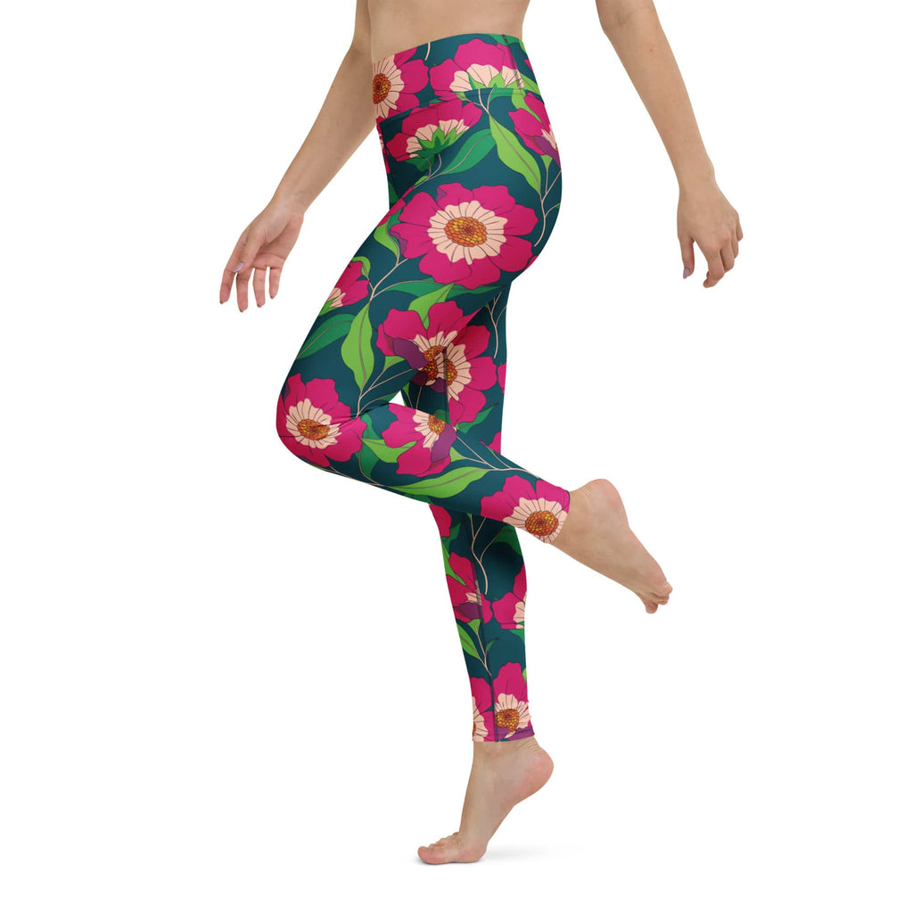 Floral Magenta Yoga Leggings