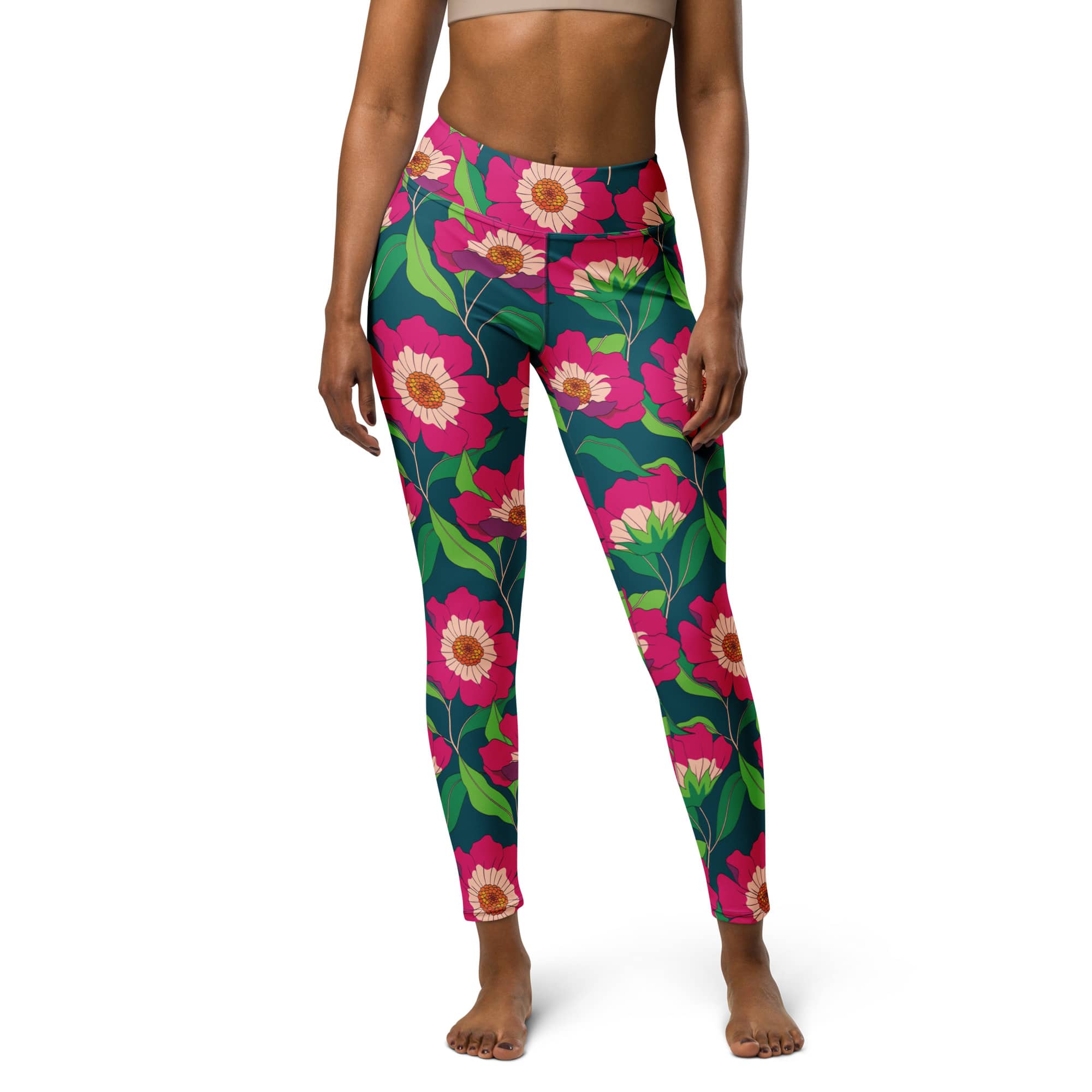 Floral Magenta Yoga Leggings
