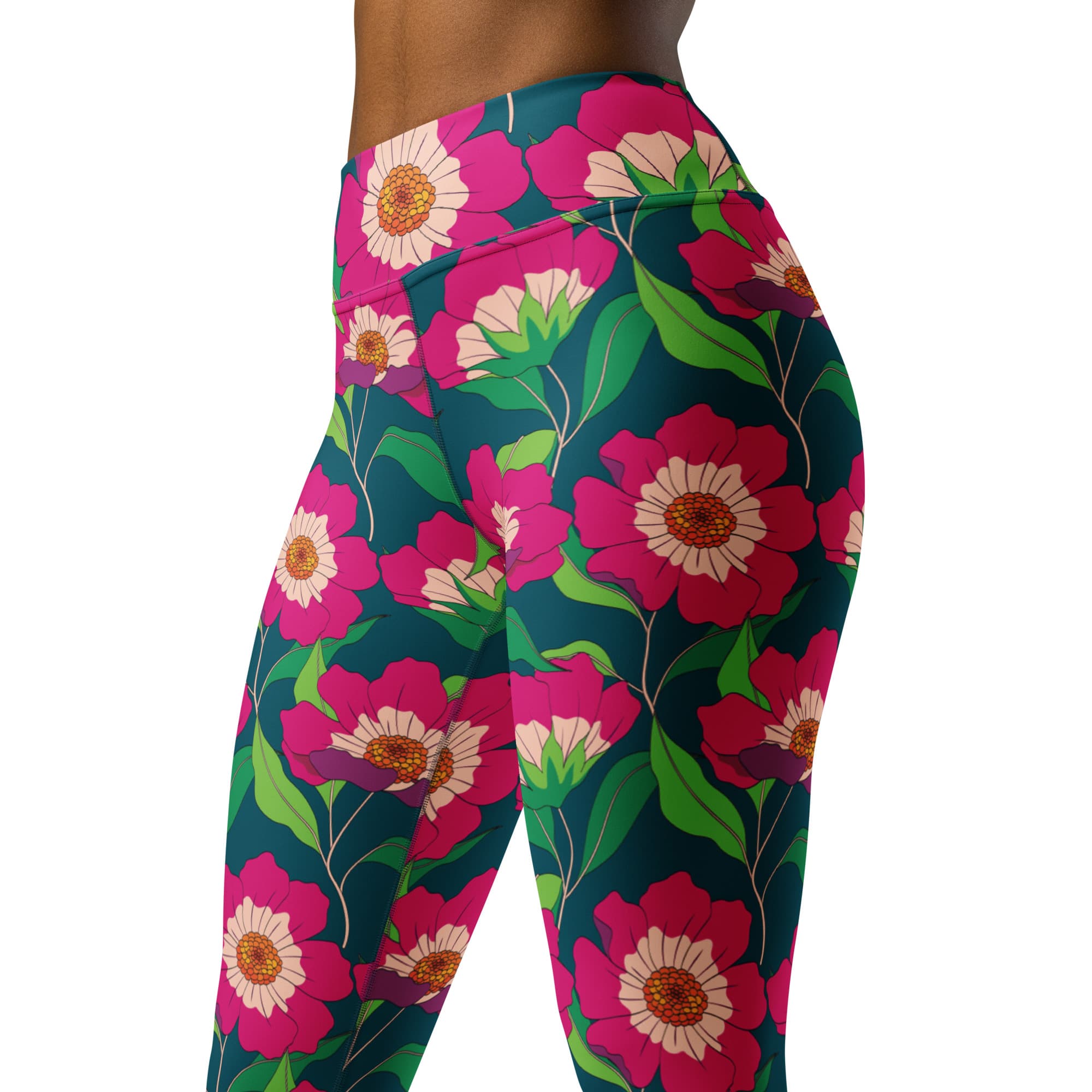 Floral Magenta Yoga Leggings