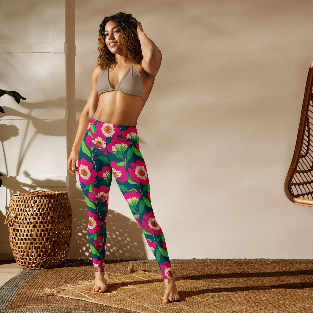 Floral Magenta Yoga Leggings