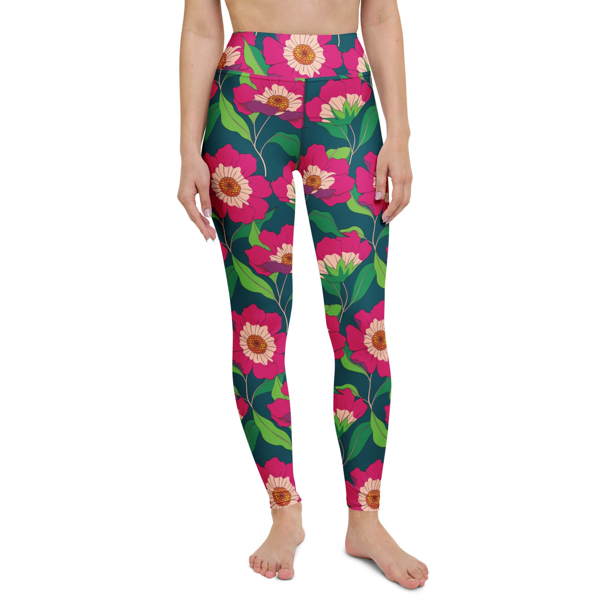 Floral Magenta Yoga Leggings