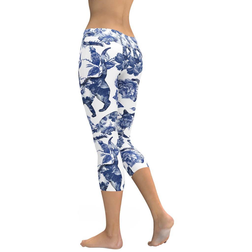 Floral Porcelain Cats Capris