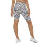 Floral Tile Print Biker Shorts