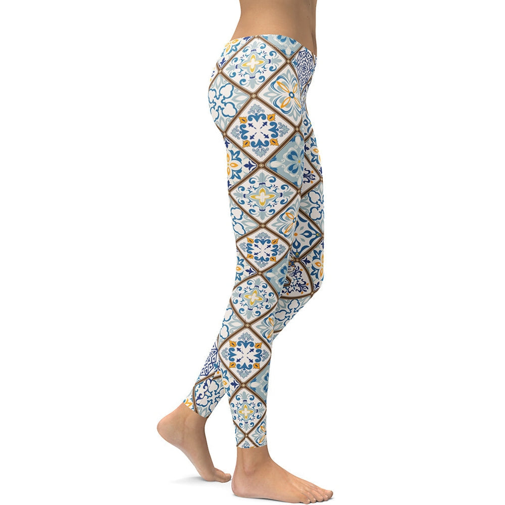 Floral Tile Print Leggings