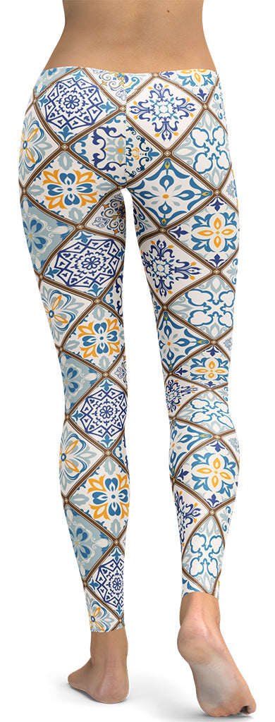 Floral Tile Print Leggings
