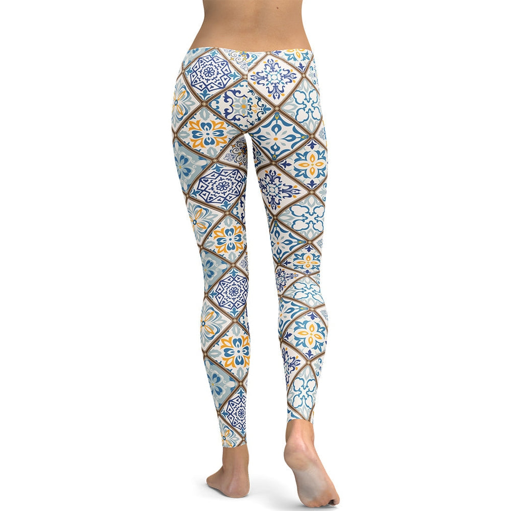 Floral Tile Print Leggings