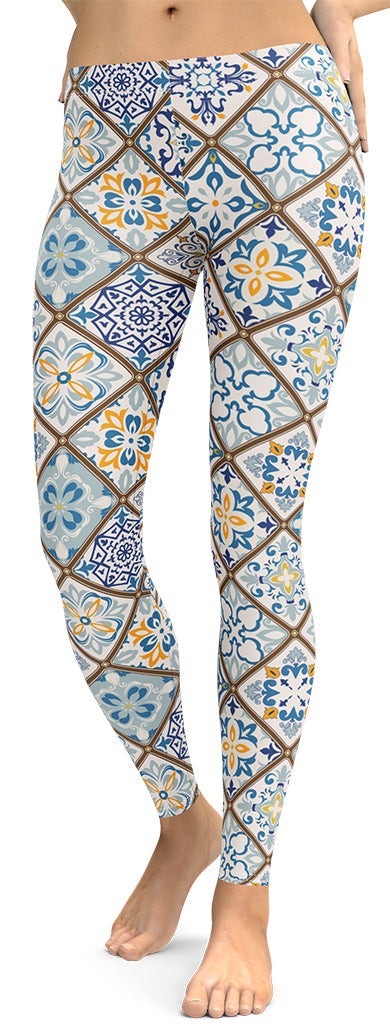 Floral Tile Print Leggings