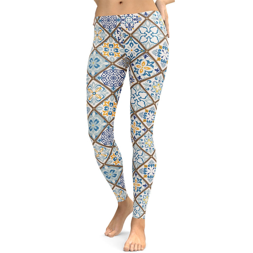 Floral Tile Print Leggings