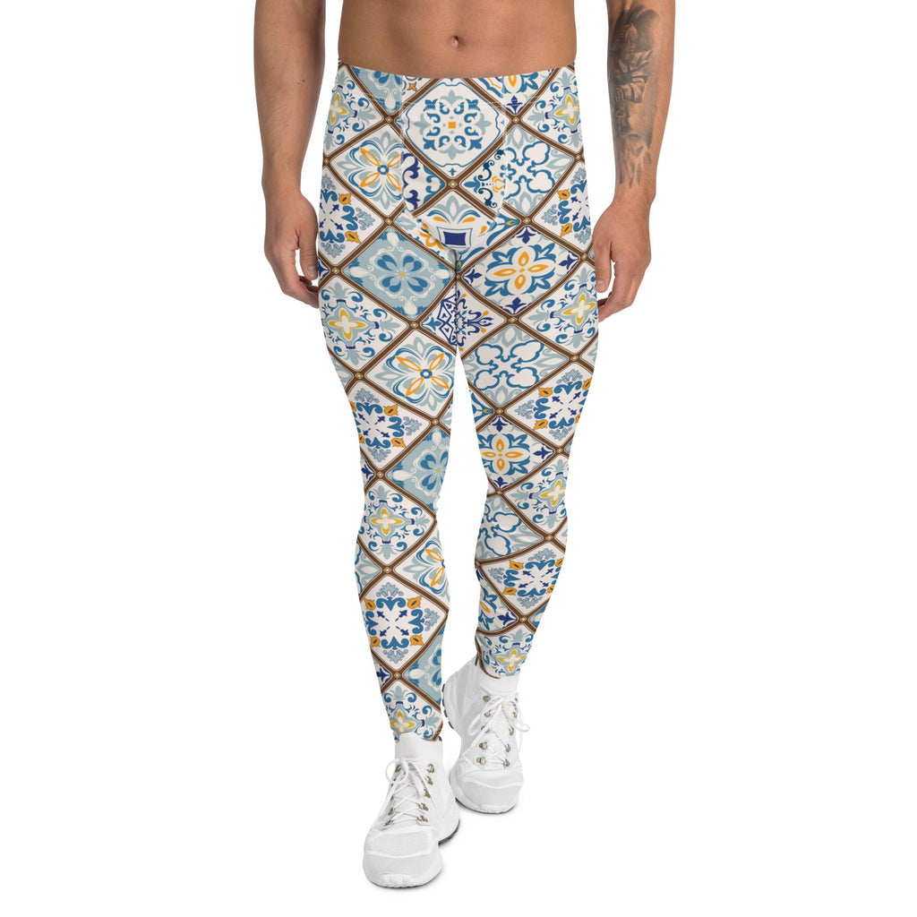 Floral Tile Print Men's Leggings