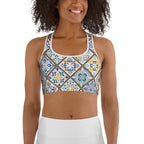 Floral Tile Print Sports Bra